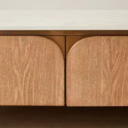 Portobello Light Brown Ash Veneer Coffee Table - Pandora Brown Sintered Stone Top