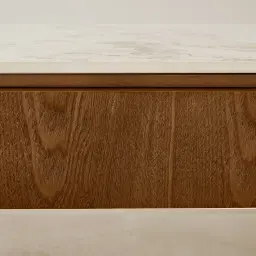 Portobello Toffee Brown Ash Veneer Side Table - Pandora Brown Sintered Stone Top