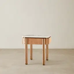 Portobello Light Brown Ash Veneer Side Table - Pandora Brown Sintered Stone Top