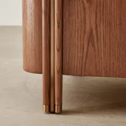 Portobello Toffee Brown Ash Veneer Bedside Table - Pandora Brown Sintered Stone Top
