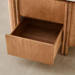 Portobello Light Brown Ash Veneer Bedside Table - Pandora Brown Sintered Stone Top