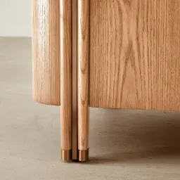 Portobello Light Brown Ash Veneer Bedside Table - Pandora Brown Sintered Stone Top