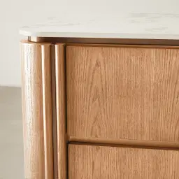 Portobello Light Brown Ash Veneer Dresser - Pandora Brown Sintered Stone Top