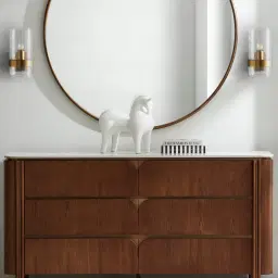 Portobello Light Brown Ash Veneer Dresser - Pandora Brown Sintered Stone Top