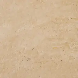 San Pierre Walnut Veneer Low Round Coffee Table with Travertine Finish Sintered Stone Top