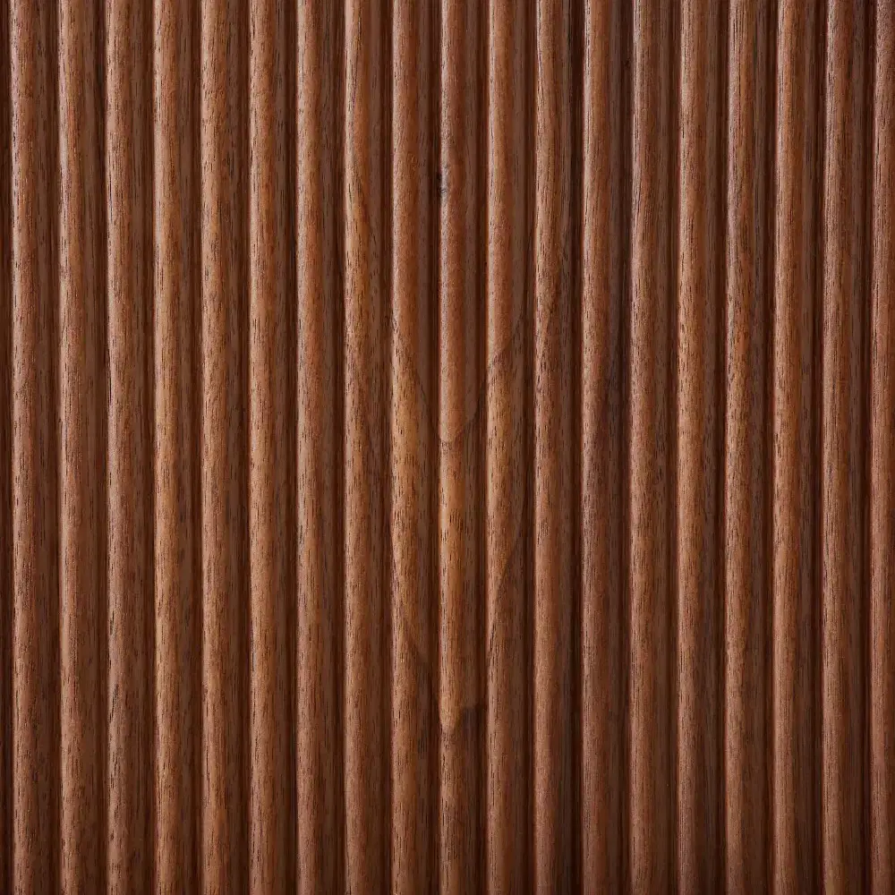 San Pierre Walnut Veneer Low Round Coffee Table with Travertine Finish Sintered Stone Top