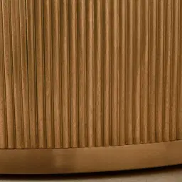 San Pierre Light Brown Ash Veneer Low Round Coffee Table with Travertine Finish Sintered Stone Top