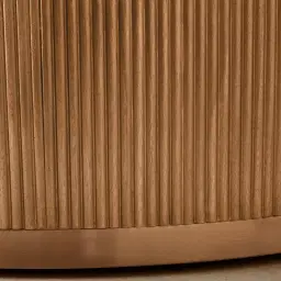 San Pierre Light Brown Ash Veneer Low Round Coffee Table with Travertine Finish Sintered Stone Top