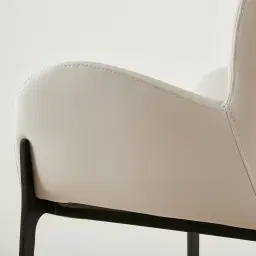 Milana Glacier Grey Vegan Leather Dining Chair - Black Metal Legs