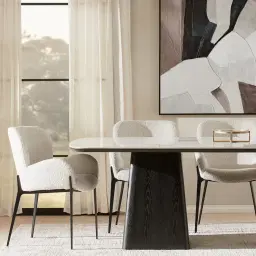 Milana Glacier Grey Vegan Leather Dining Chair - Black Metal Legs