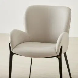 Milana Glacier Grey Vegan Leather Dining Chair - Black Metal Legs