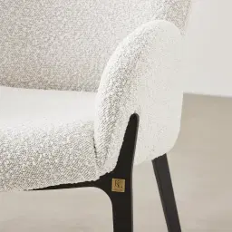 Milana Snow White Boucle Dining Chair - Black Metal Legs