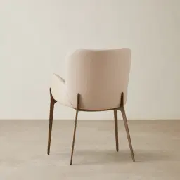 Milana Sand Beige Vegan Leather Dining Chair - Brushed Bronze Leg