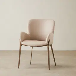 Milana Sand Beige Vegan Leather Dining Chair - Brushed Bronze Leg