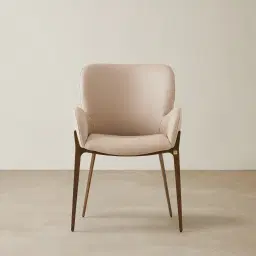 Milana Sand Beige Vegan Leather Dining Chair - Brushed Bronze Leg