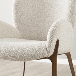 Milana Snow White Boucle Dining Chair - Brushed Bronze Legs