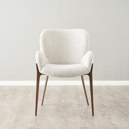 Milana Snow White Boucle Dining Chair - Brushed Bronze Legs