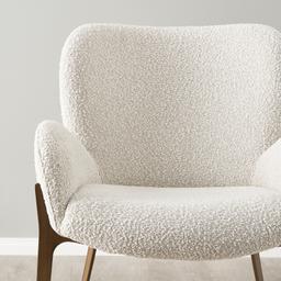 Milana Snow White Boucle Dining Chair - Brushed Bronze Legs