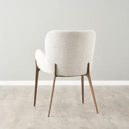 Milana Snow White Boucle Dining Chair - Brushed Bronze Legs