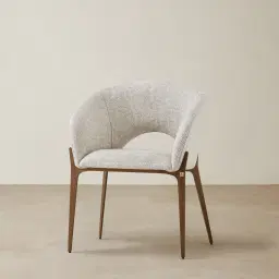 Polina Dove Grey Fabric Dining Chair - Brushed Bronze Legs