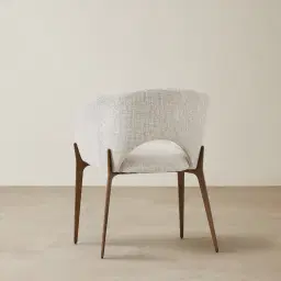 Polina Dove Grey Fabric Dining Chair - Brushed Bronze Legs
