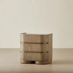 Terzetto Pandora Brown Sintered Stone 3-Drawer Bedside Table - Medium Brown Wood