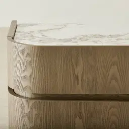 Terzetto Pandora Brown Sintered Stone 3-Drawer Bedside Table - Medium Brown Wood