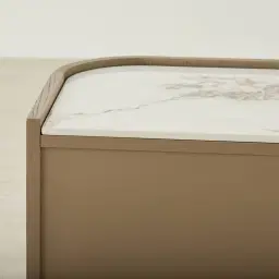 Terzetto Pandora Brown Sintered Stone 3-Drawer Bedside Table - Medium Brown Wood