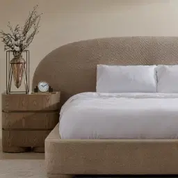 Terzetto Pandora Brown Sintered Stone 3-Drawer Bedside Table - Dark Brown Wood