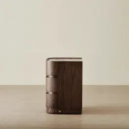 Terzetto Pandora Brown Sintered Stone 3-Drawer Bedside Table - Dark Brown Wood