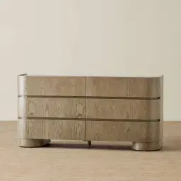 Terzetto Pandora Brown Sintered Stone 6-Drawer Dresser - Medium Brown Wood