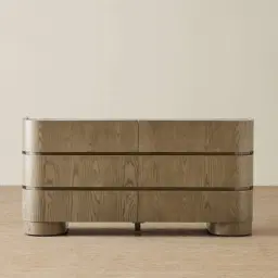 Terzetto Pandora Brown Sintered Stone 6-Drawer Dresser - Medium Brown Wood