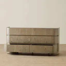 Terzetto Pandora Brown Sintered Stone 6-Drawer Dresser - Medium Brown Wood