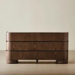 Terzetto Pandora Brown Sintered Stone 6-Drawer Dresser - Dark Brown Wood