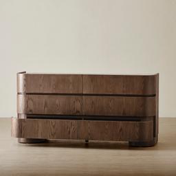 Terzetto Pandora Brown Sintered Stone 6-Drawer Dresser - Dark Brown Wood