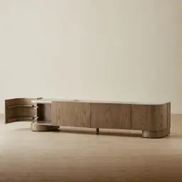 Terzetto Pandora Brown Sintered Stone Entertainment Unit - Medium Brown Wood