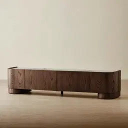 Terzetto Pandora Brown Sintered Stone Entertainment Unit - Dark Brown Wood