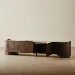 Terzetto Pandora Brown Sintered Stone Entertainment Unit - Dark Brown Wood