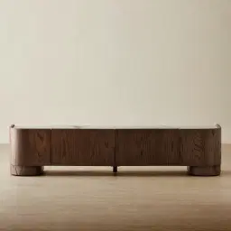 Terzetto Pandora Brown Sintered Stone Entertainment Unit - Dark Brown Wood