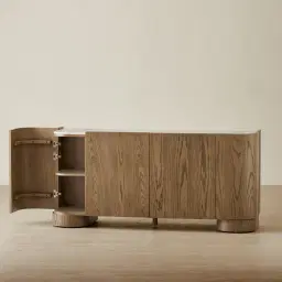 Terzetto Pandora Brown Sintered Stone 4-Door Sideboard - Medium Brown Wood