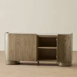 Terzetto Pandora Brown Sintered Stone 4-Door Sideboard - Medium Brown Wood