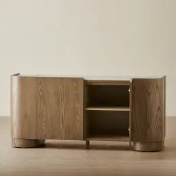 Terzetto Pandora Brown Sintered Stone 4-Door Sideboard - Medium Brown Wood