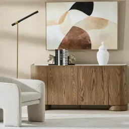 Terzetto Pandora Brown Sintered Stone 4-Door Sideboard - Dark Brown Wood