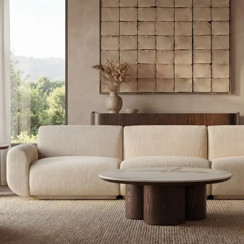 Terzetto Pandora Brown Sintered Stone 4-Door Sideboard - Dark Brown Wood