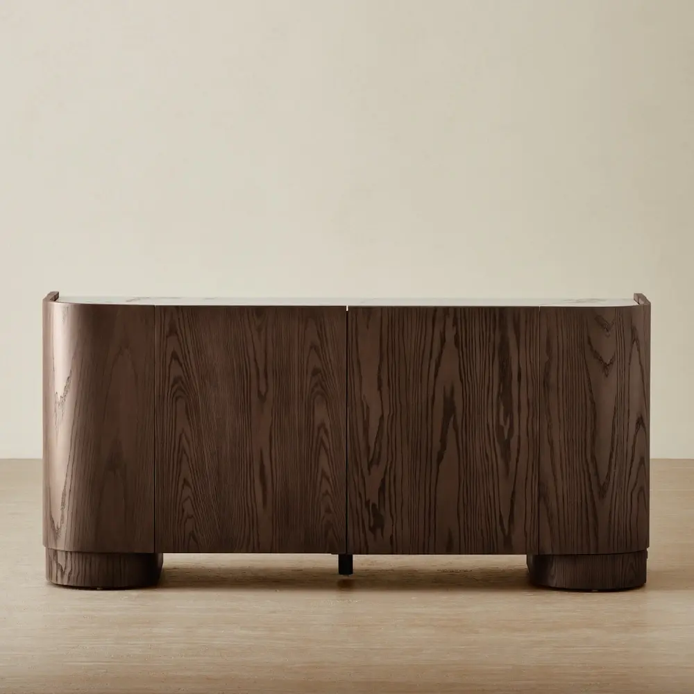 Terzetto Pandora Brown Sintered Stone 4-Door Sideboard - Dark Brown Wood