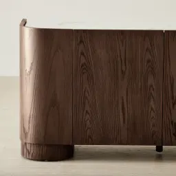 Terzetto Pandora Brown Sintered Stone 4-Door Sideboard - Dark Brown Wood