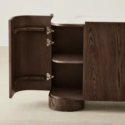 Terzetto Pandora Brown Sintered Stone 4-Door Sideboard - Dark Brown Wood