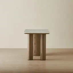 Terzetto Pandora Brown Sintered Stone Desk Table - Medium Brown Wooden Legs