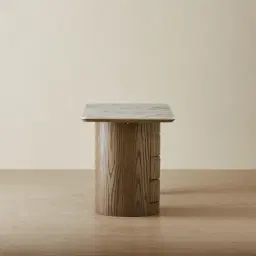 Terzetto Pandora Brown Sintered Stone Desk Table - Medium Brown Wooden Legs