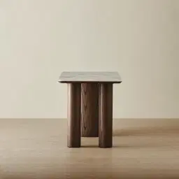 Terzetto Pandora Brown Sintered Stone Desk Table - Dark Brown Ash Legs